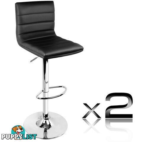 2 x PU Leather Backrest Kitchen Bar Stool Cafe Swivel Breakfast Stools Black