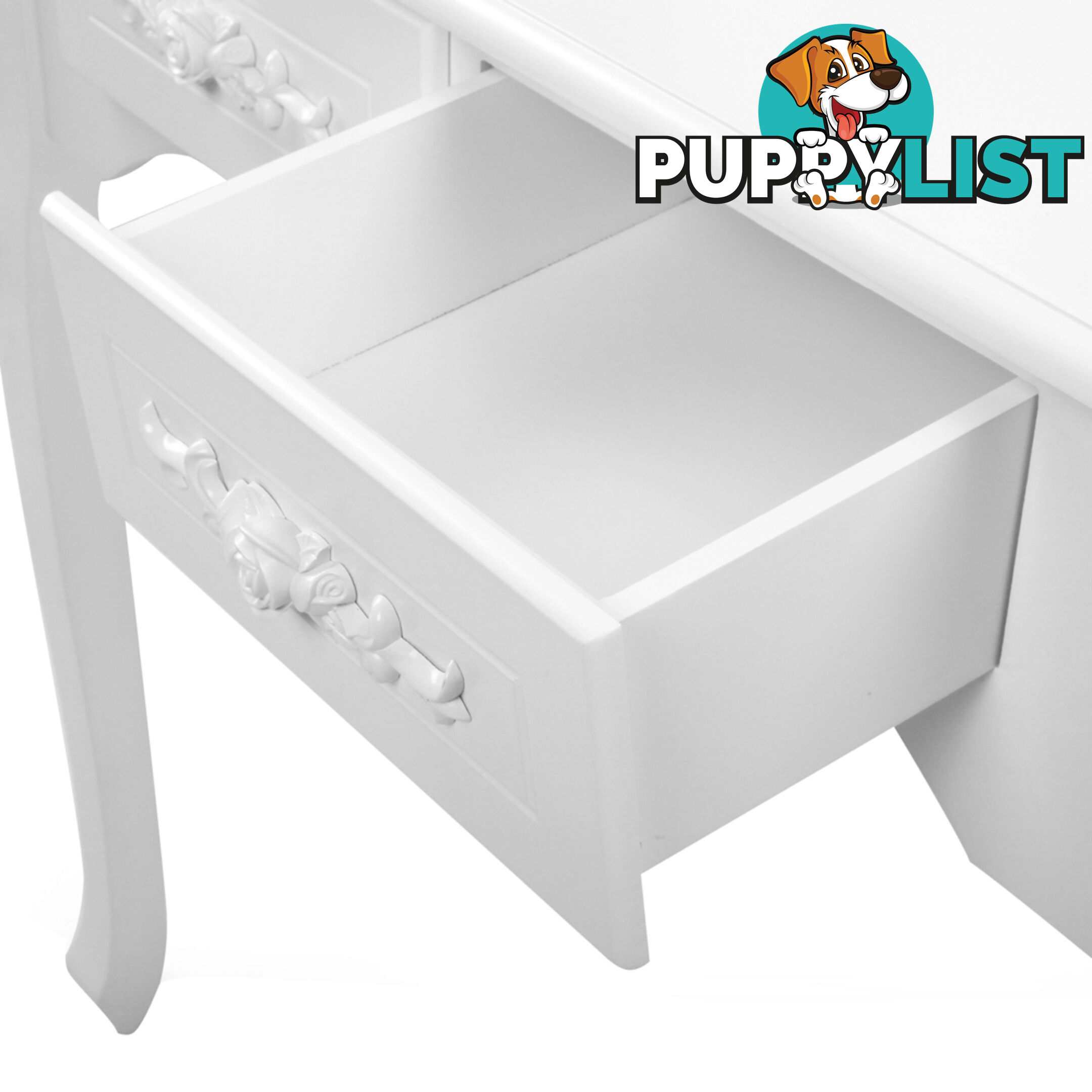 4 Drawer Dressing Table w/ Mirror White