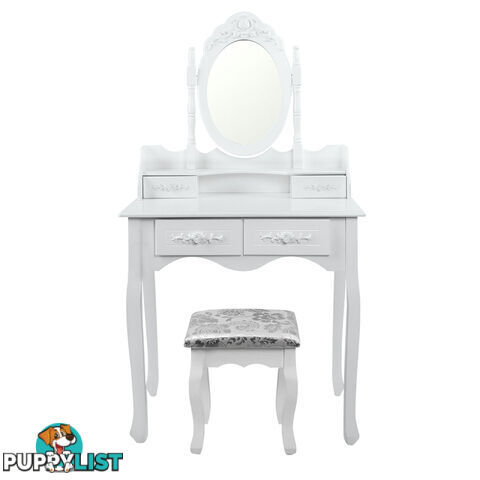 4 Drawer Dressing Table w/ Mirror White