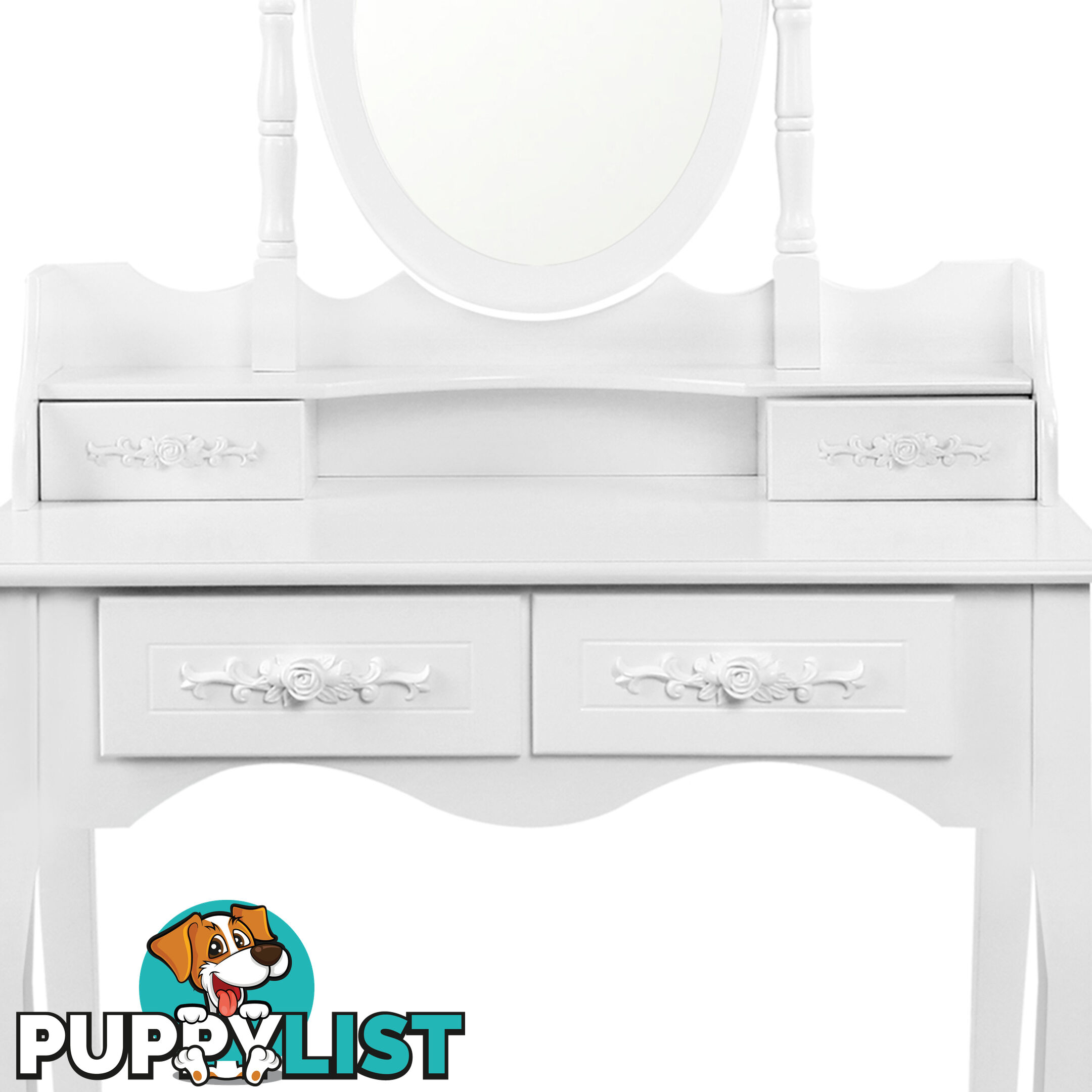 4 Drawer Dressing Table w/ Mirror White