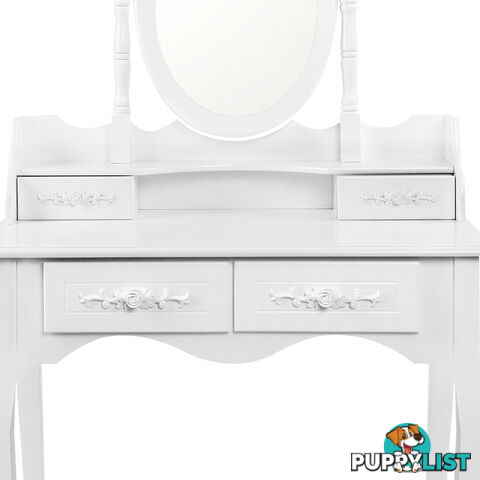 4 Drawer Dressing Table w/ Mirror White