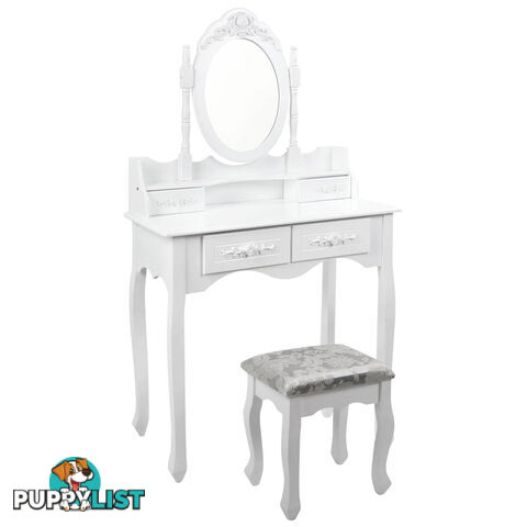 4 Drawer Dressing Table w/ Mirror White