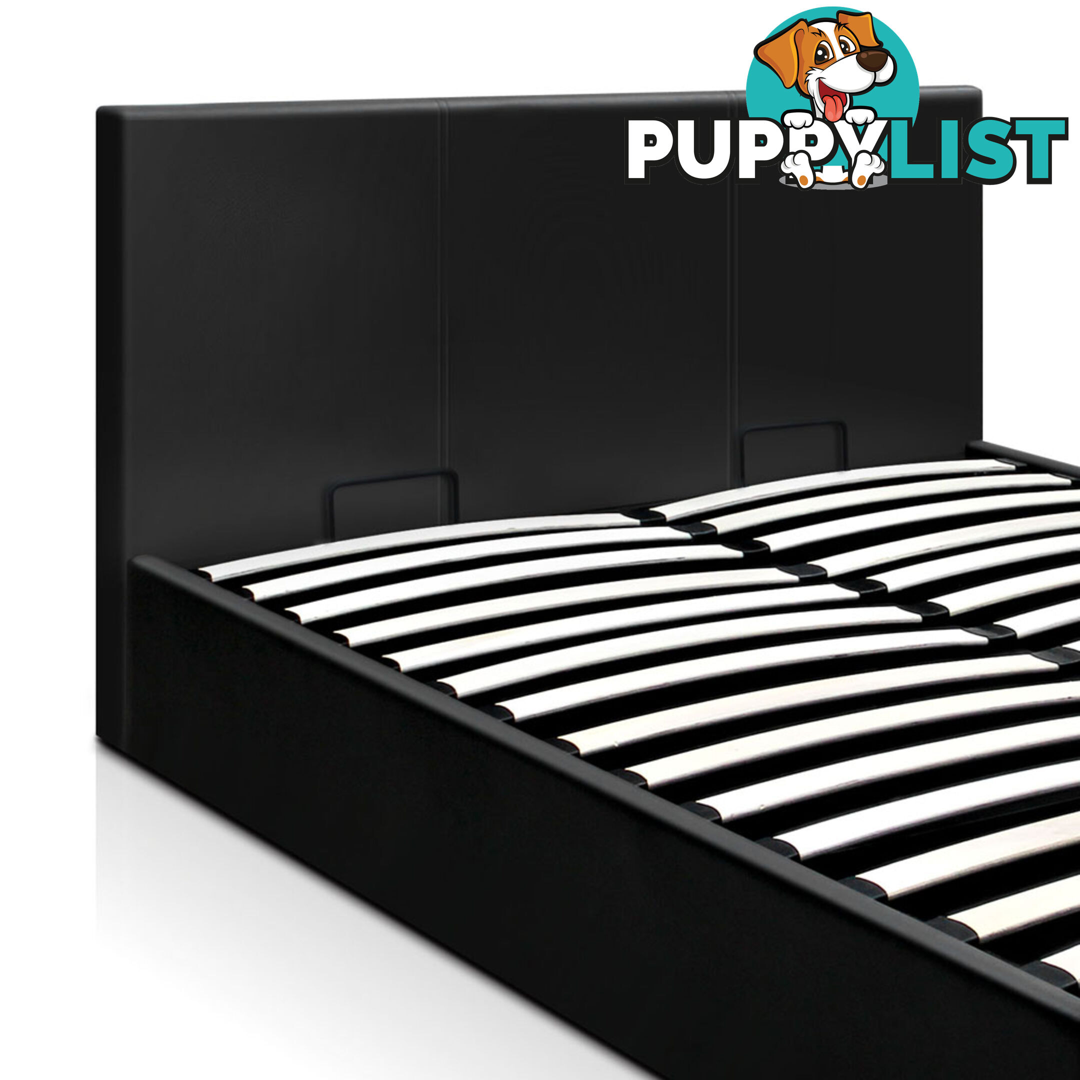 Deluxe Queen Black Gas Lift PU Leather Storage Bed Frame