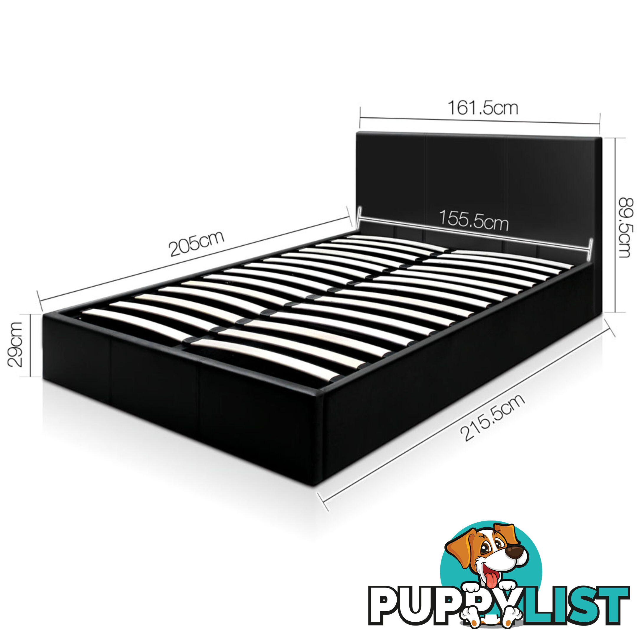 Deluxe Queen Black Gas Lift PU Leather Storage Bed Frame