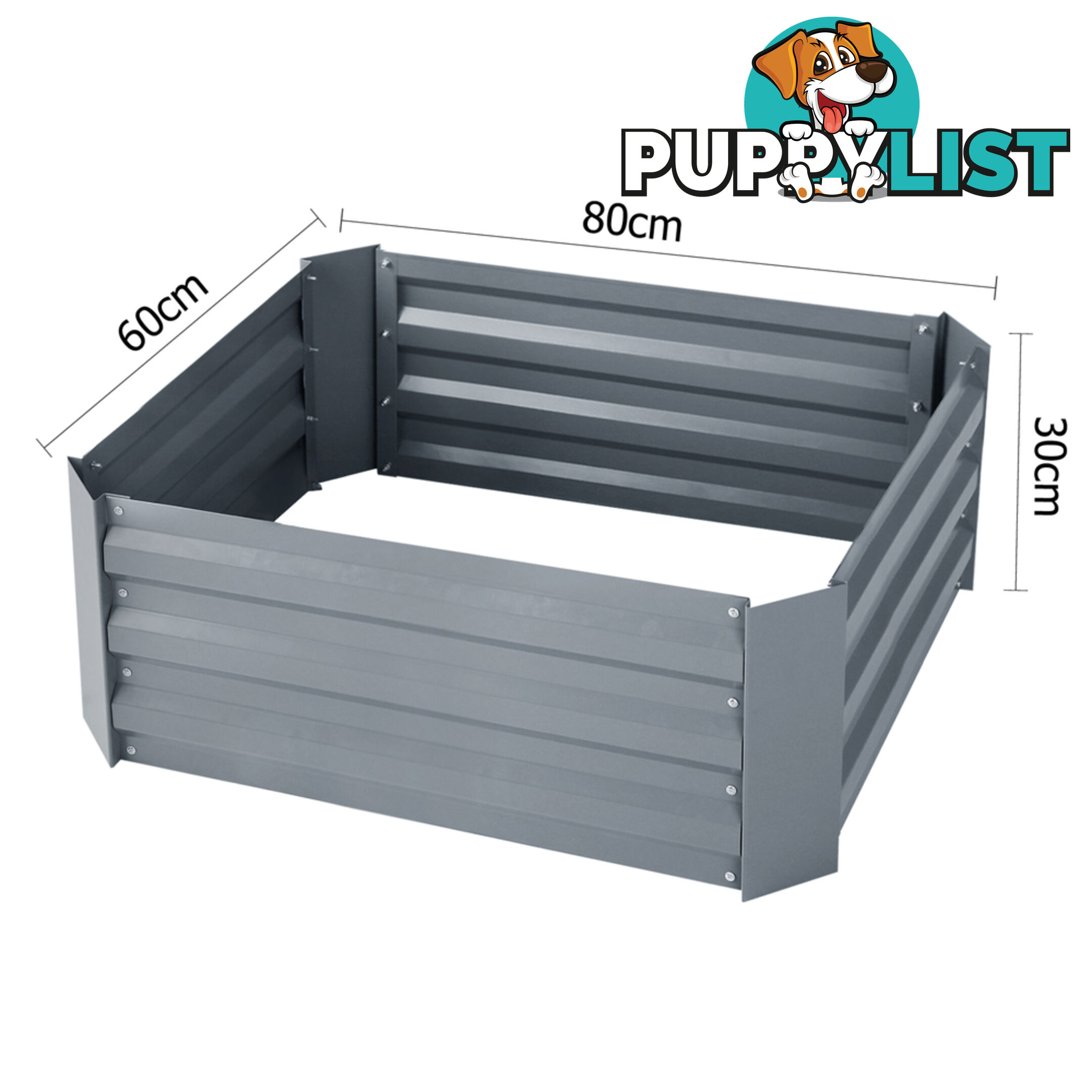 Galvanised Raised Garden Bed 80 x 60cm Grey