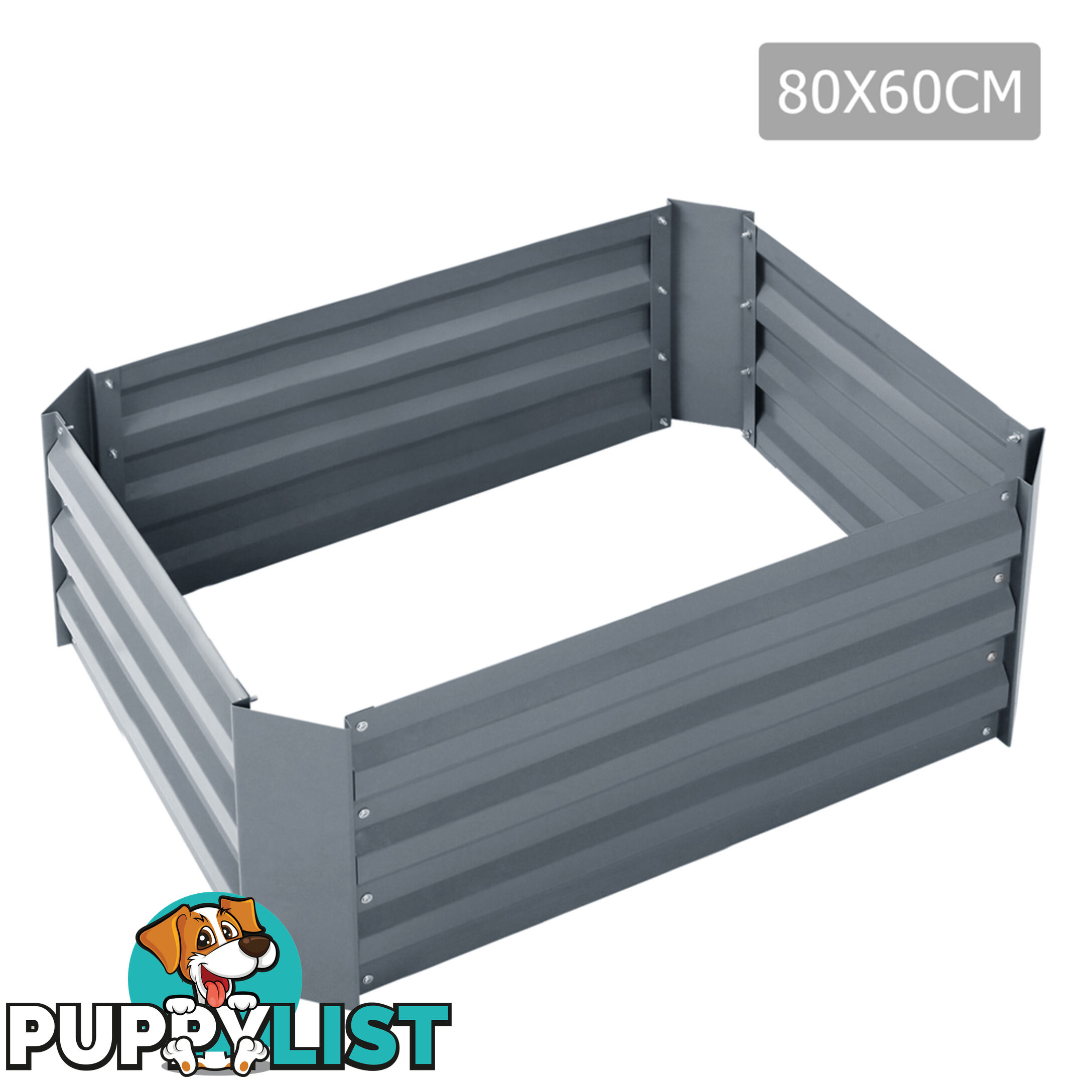 Galvanised Raised Garden Bed 80 x 60cm Grey