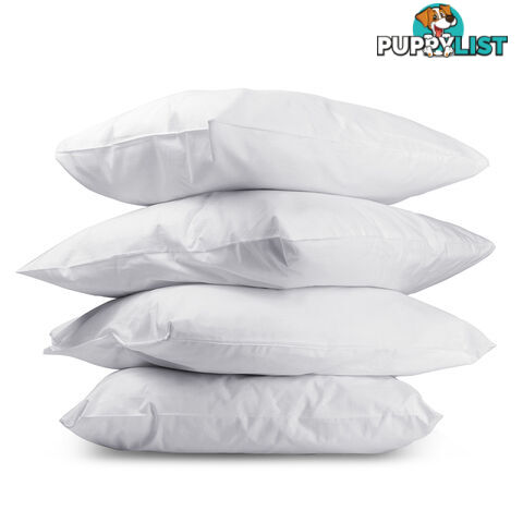 New 4 x Firm Bed Pillows Set Cotton Cover Family Hotel Air BNB 73 x 48cm