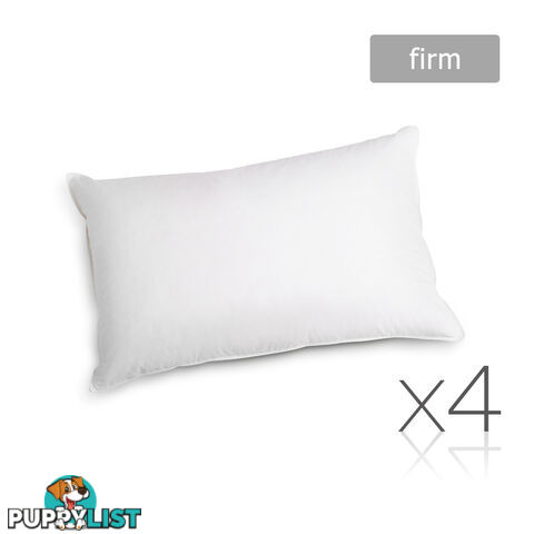 New 4 x Firm Bed Pillows Set Cotton Cover Family Hotel Air BNB 73 x 48cm