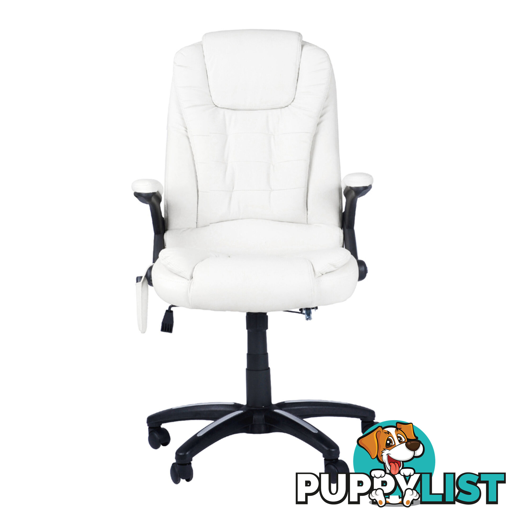 8 Point Massage Executive PU Leather Office Computer Chair Wireless Remote White