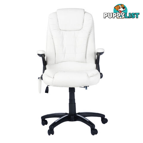 8 Point Massage Executive PU Leather Office Computer Chair Wireless Remote White