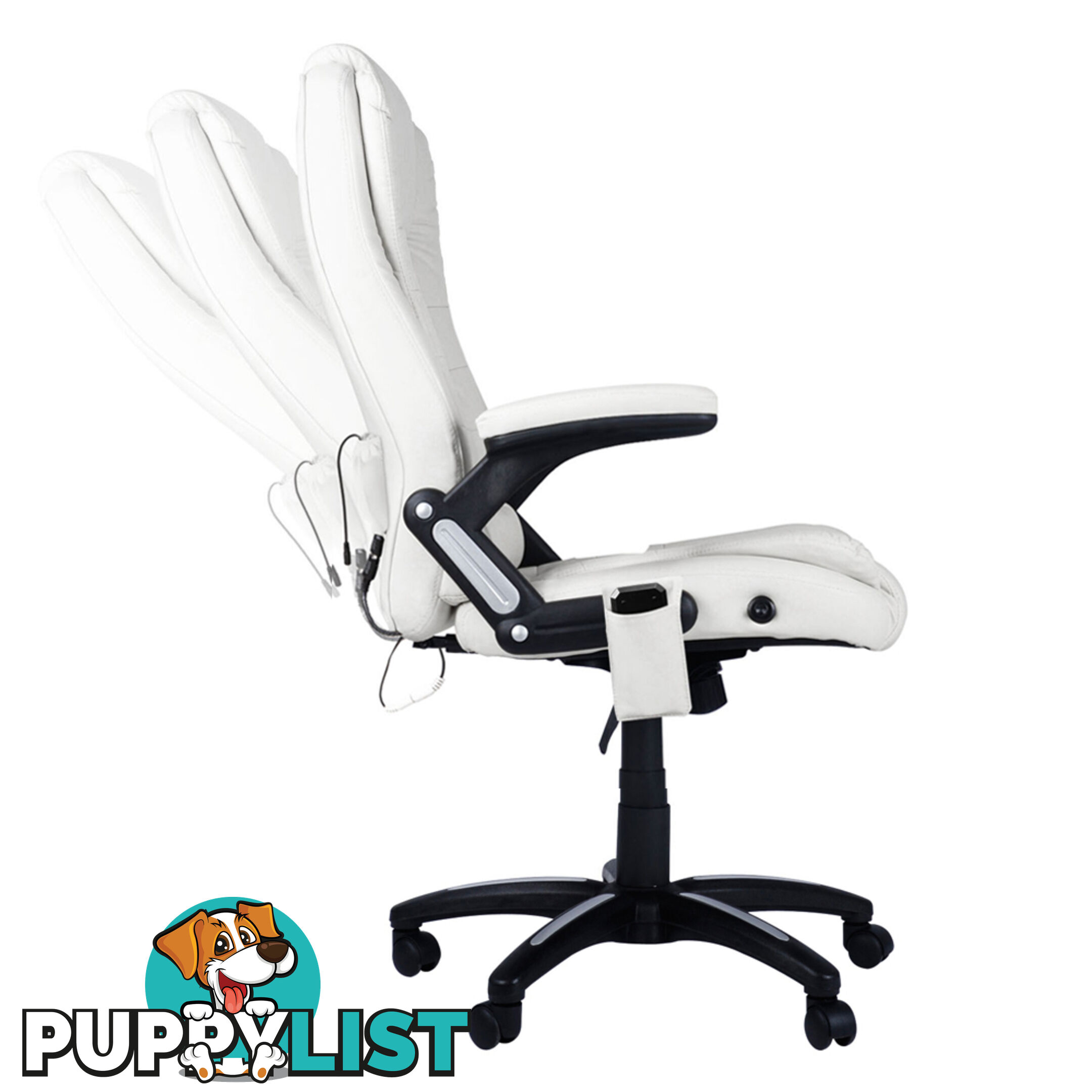 8 Point Massage Executive PU Leather Office Computer Chair Wireless Remote White