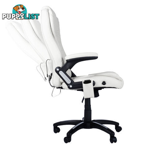 8 Point Massage Executive PU Leather Office Computer Chair Wireless Remote White