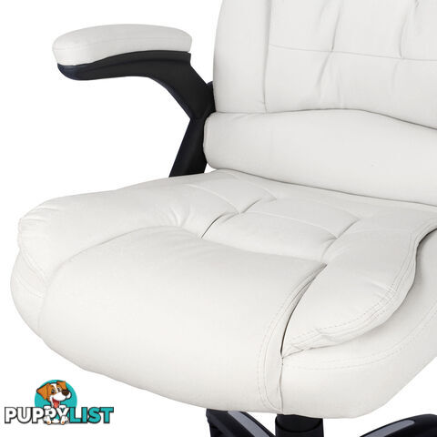 8 Point Massage Executive PU Leather Office Computer Chair Wireless Remote White