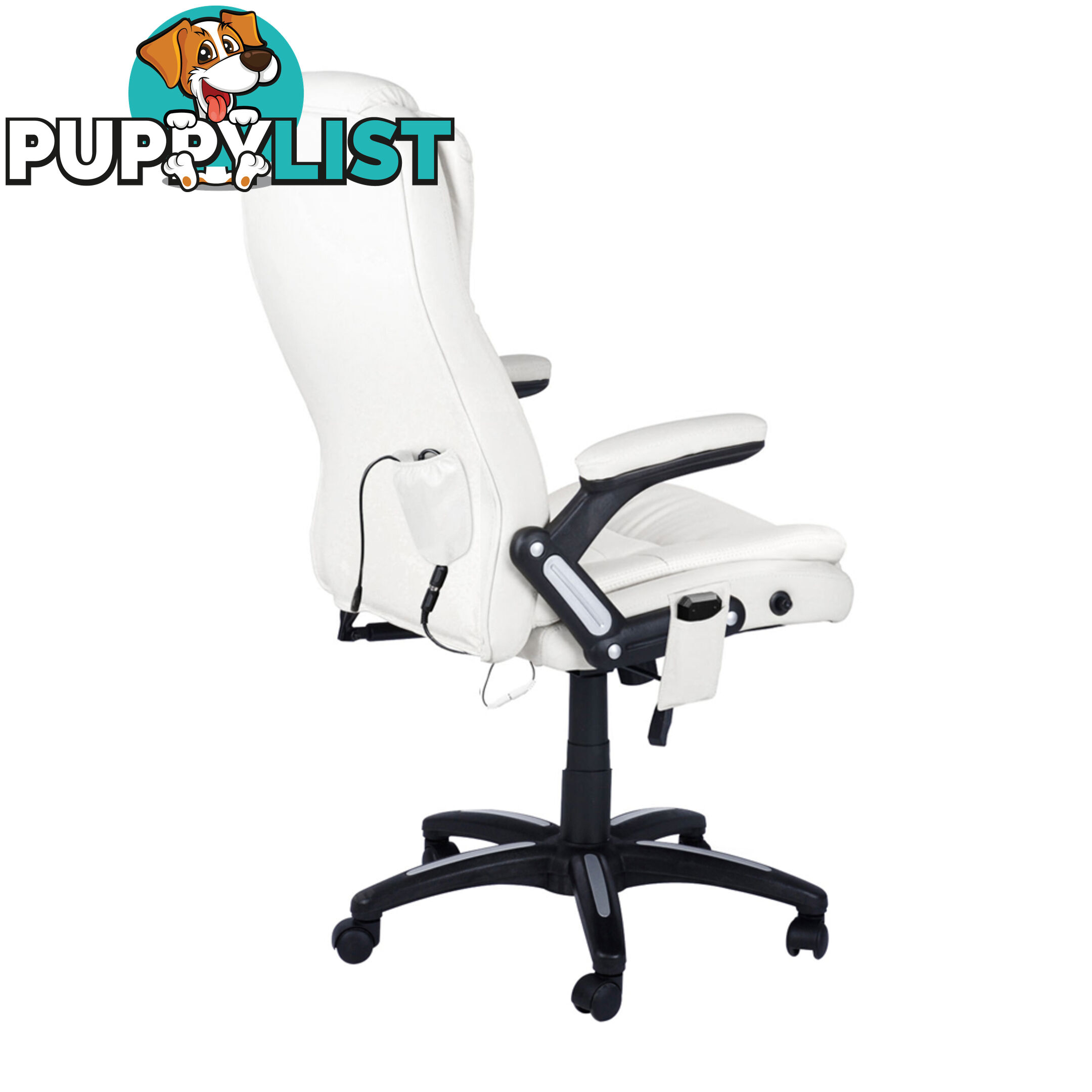 8 Point Massage Executive PU Leather Office Computer Chair Wireless Remote White