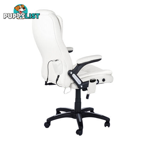 8 Point Massage Executive PU Leather Office Computer Chair Wireless Remote White