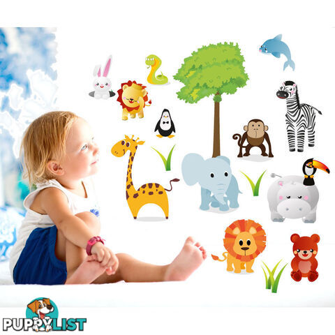 Extra Large Size Cute Zoo Animals Kids Wall Stickers - Totally Movable