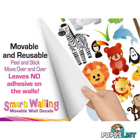 Extra Large Size Cute Zoo Animals Kids Wall Stickers - Totally Movable