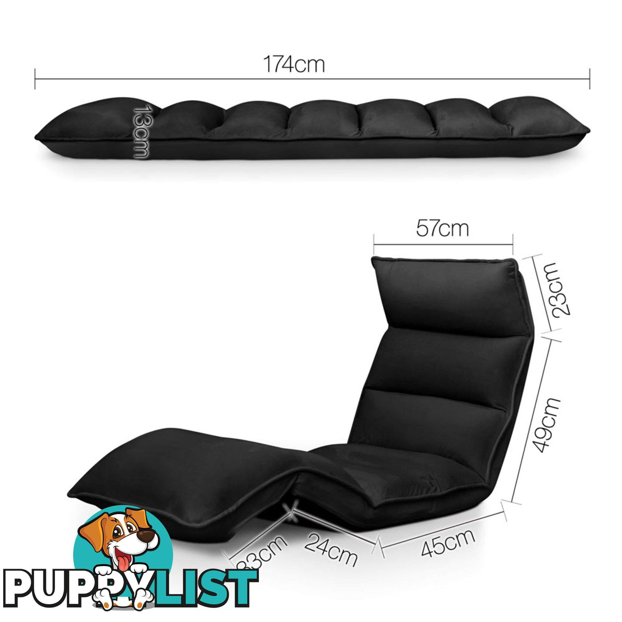 Lounge Sofa Chair - 375 Adjustable Angles _ Black