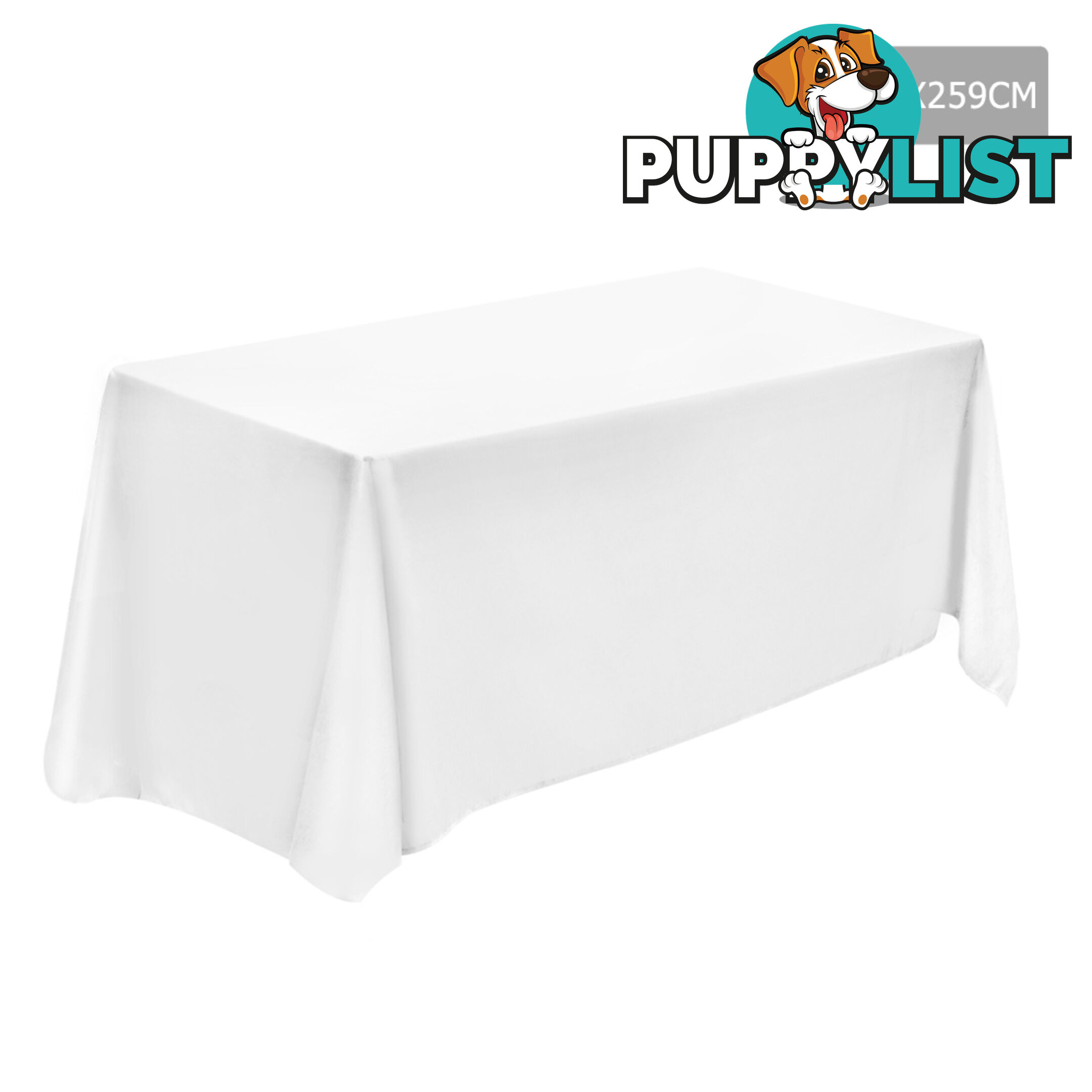 6 Pcs Wedding Table Cloth Rectangle 259cm White