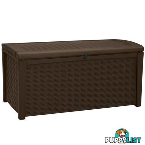 Keter Borneo Indoor Outdoor Storage 400L Weatherproof Garden Bench Box Brown