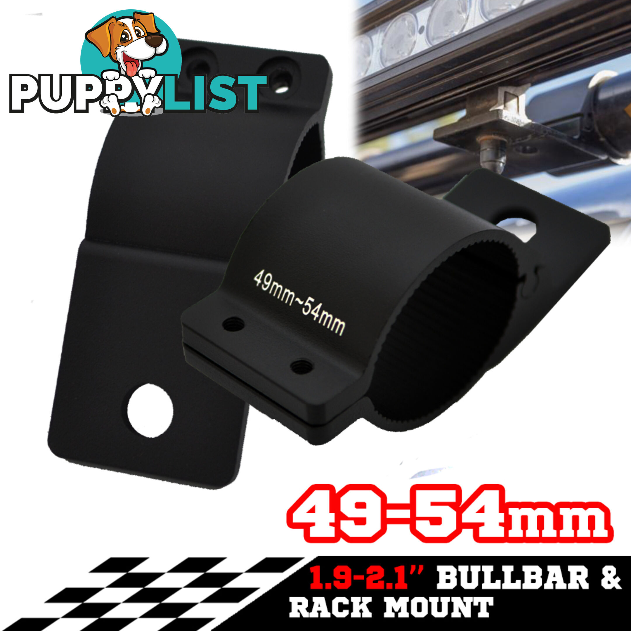 PAIR Bullbar Mounting Bracket Clamp FOR LIGHT BAR Rigid HID ARB MOUNT 49 54mm