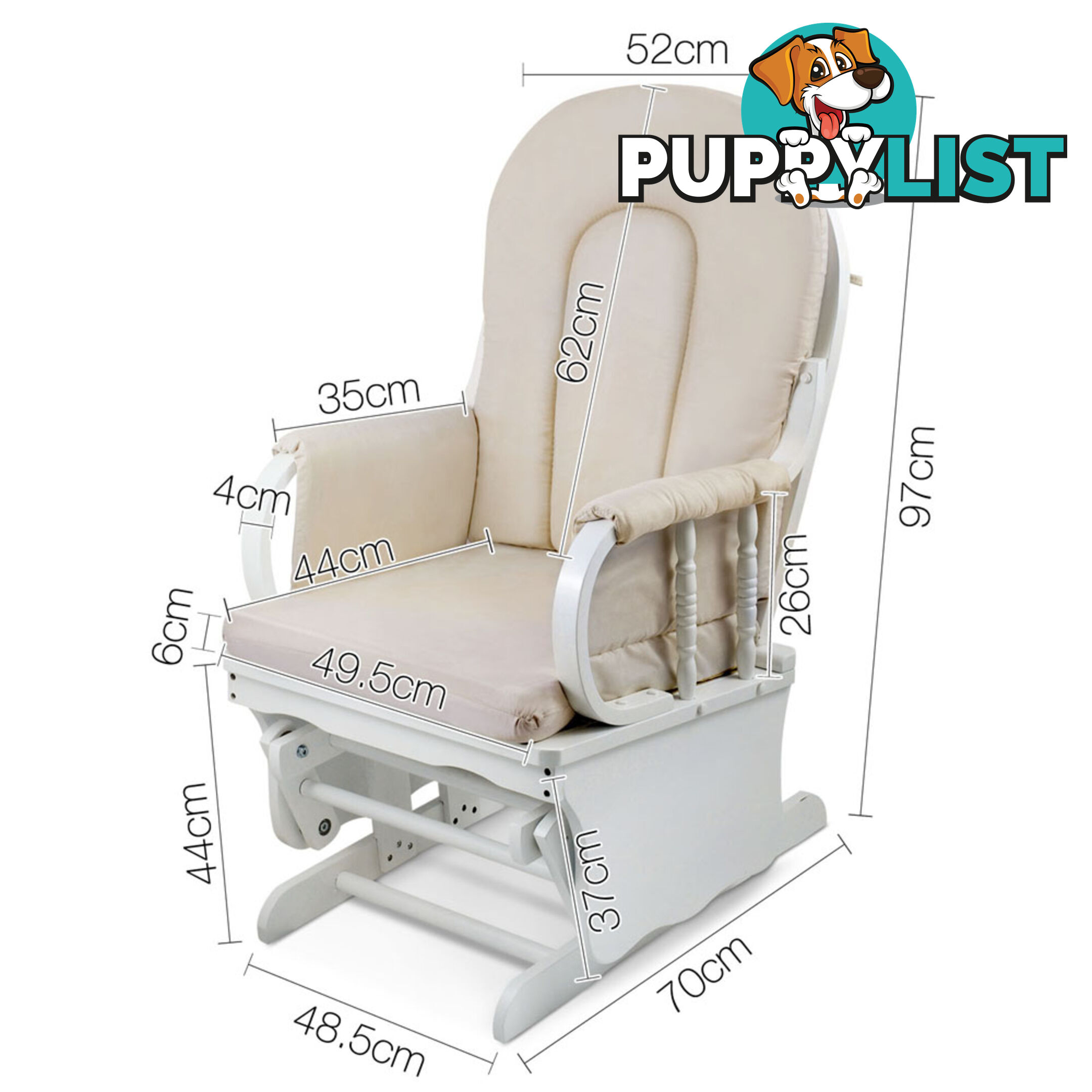 Baby Breast Feeding Rocking Sliding Glider Nursing Chair Ottoman White Beige