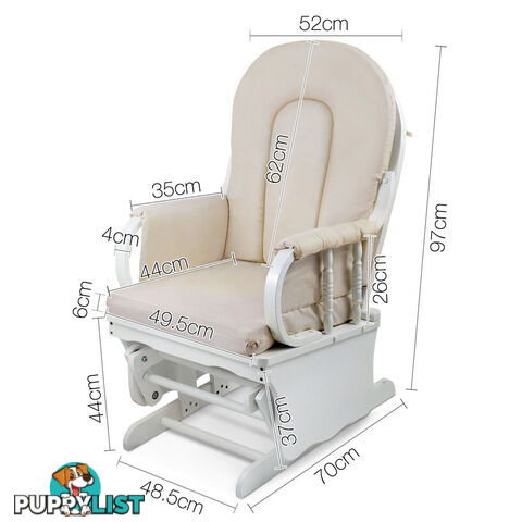 Baby Breast Feeding Rocking Sliding Glider Nursing Chair Ottoman White Beige