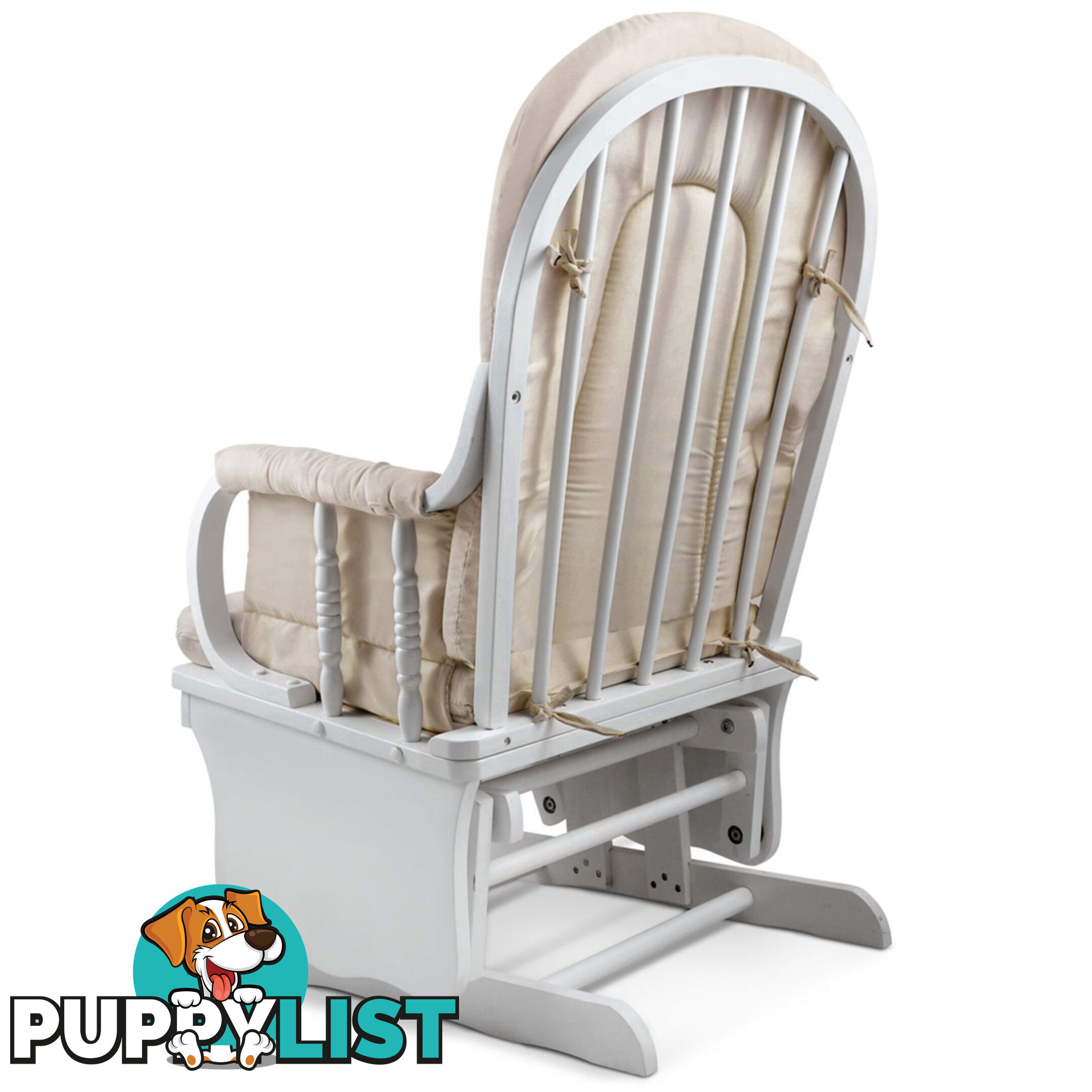 Baby Breast Feeding Rocking Sliding Glider Nursing Chair Ottoman White Beige