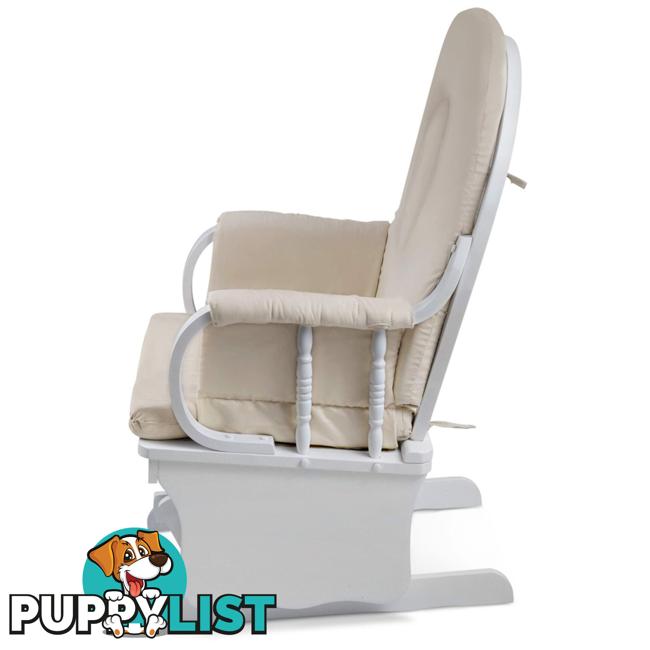 Baby Breast Feeding Rocking Sliding Glider Nursing Chair Ottoman White Beige