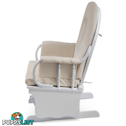 Baby Breast Feeding Rocking Sliding Glider Nursing Chair Ottoman White Beige