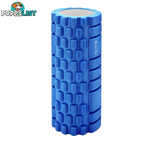 Yoga EVA Grid Foam Roller Gym Pilates Physio Massage Trigger Point Blue 33x14cm