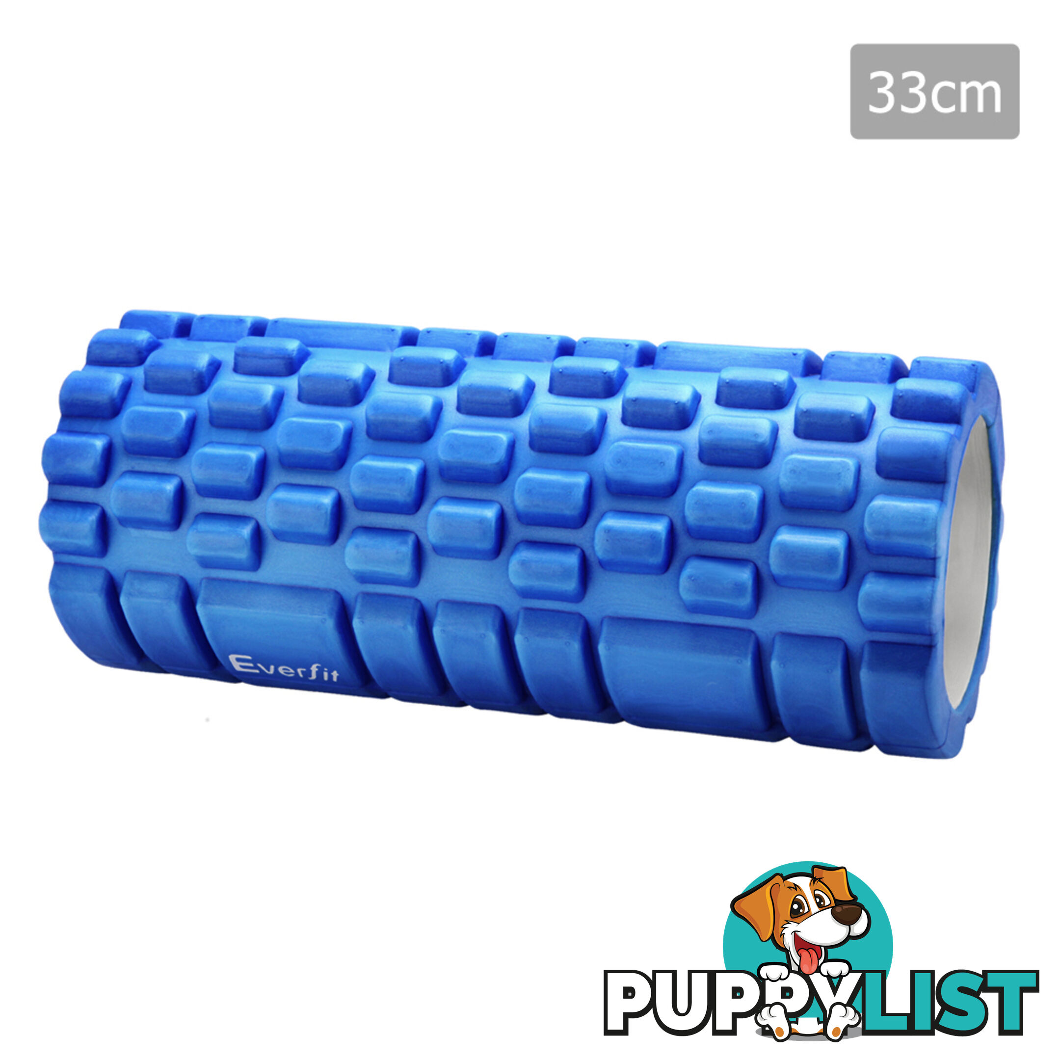 Yoga EVA Grid Foam Roller Gym Pilates Physio Massage Trigger Point Blue 33x14cm