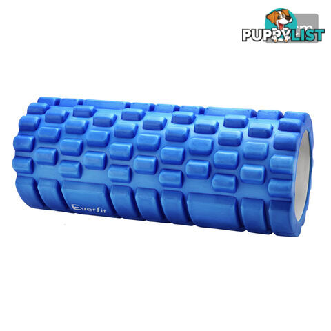 Yoga EVA Grid Foam Roller Gym Pilates Physio Massage Trigger Point Blue 33x14cm