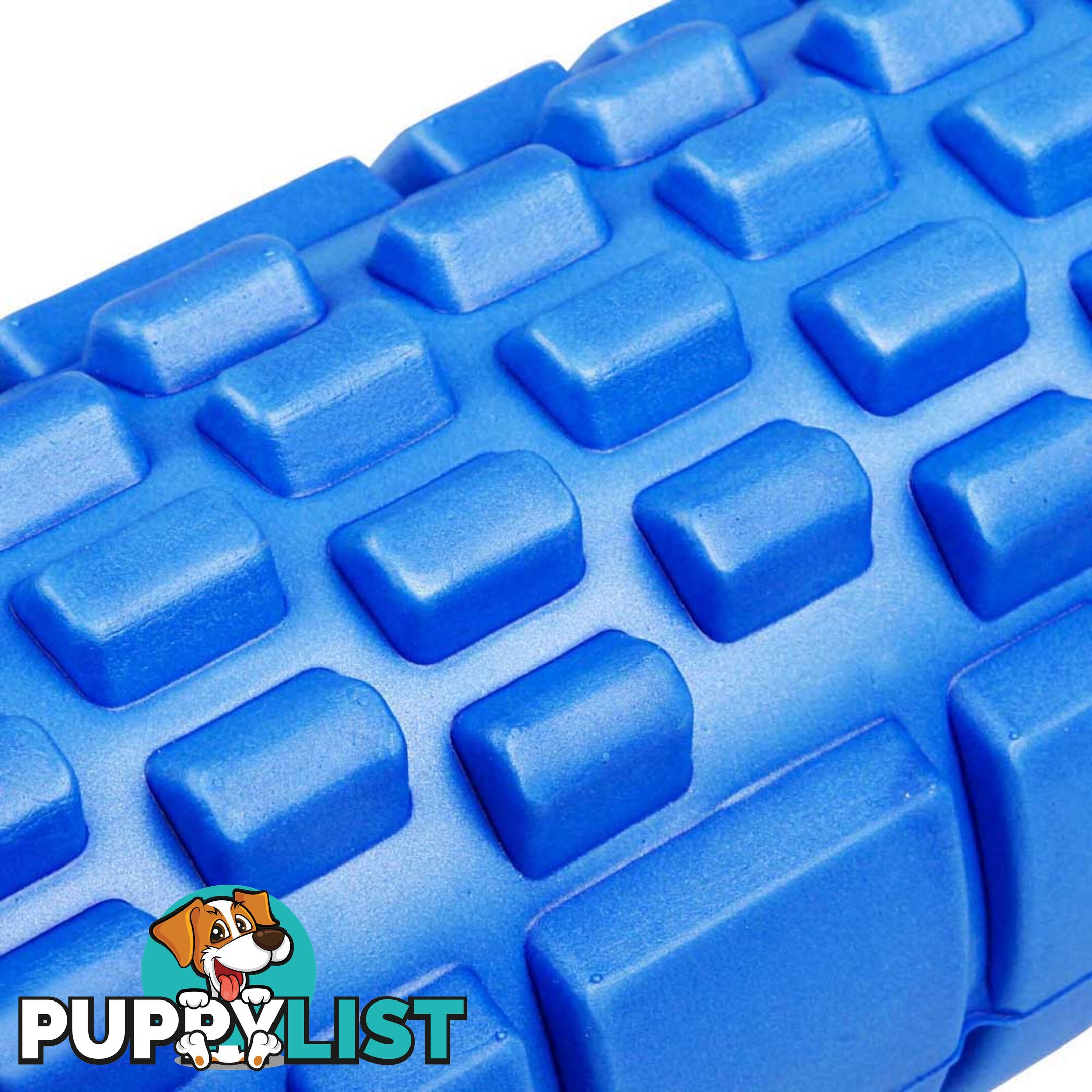 Yoga EVA Grid Foam Roller Gym Pilates Physio Massage Trigger Point Blue 33x14cm