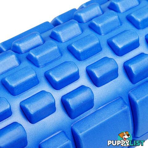 Yoga EVA Grid Foam Roller Gym Pilates Physio Massage Trigger Point Blue 33x14cm