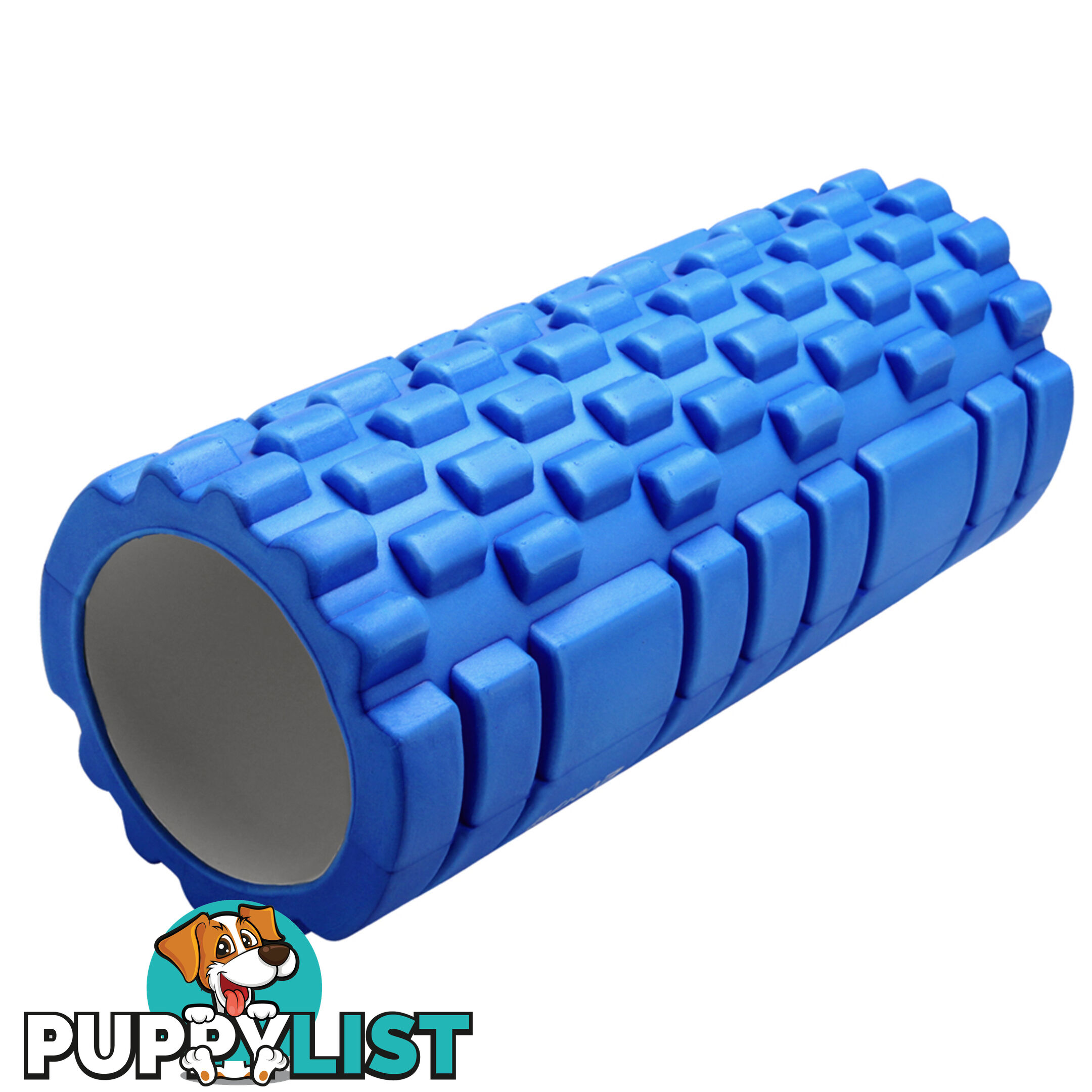 Yoga EVA Grid Foam Roller Gym Pilates Physio Massage Trigger Point Blue 33x14cm