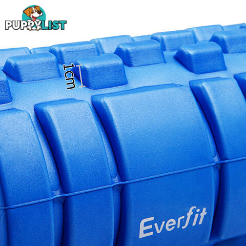 Yoga EVA Grid Foam Roller Gym Pilates Physio Massage Trigger Point Blue 33x14cm