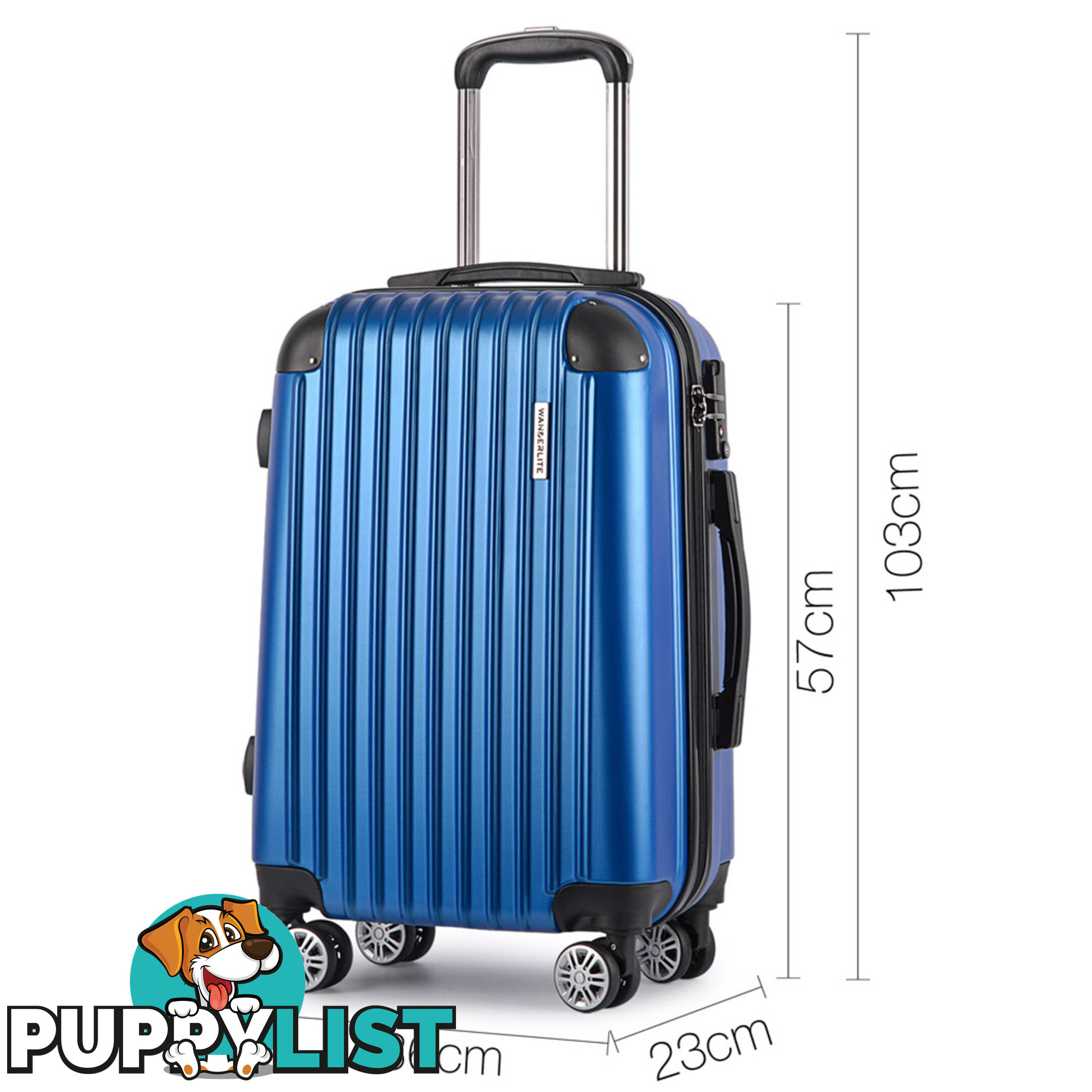 2PCS Travel Luggage Set Hard Shell Super Lightweight Suitcase Spinner Wheel Blue