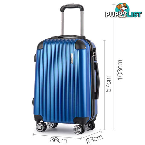 2PCS Travel Luggage Set Hard Shell Super Lightweight Suitcase Spinner Wheel Blue