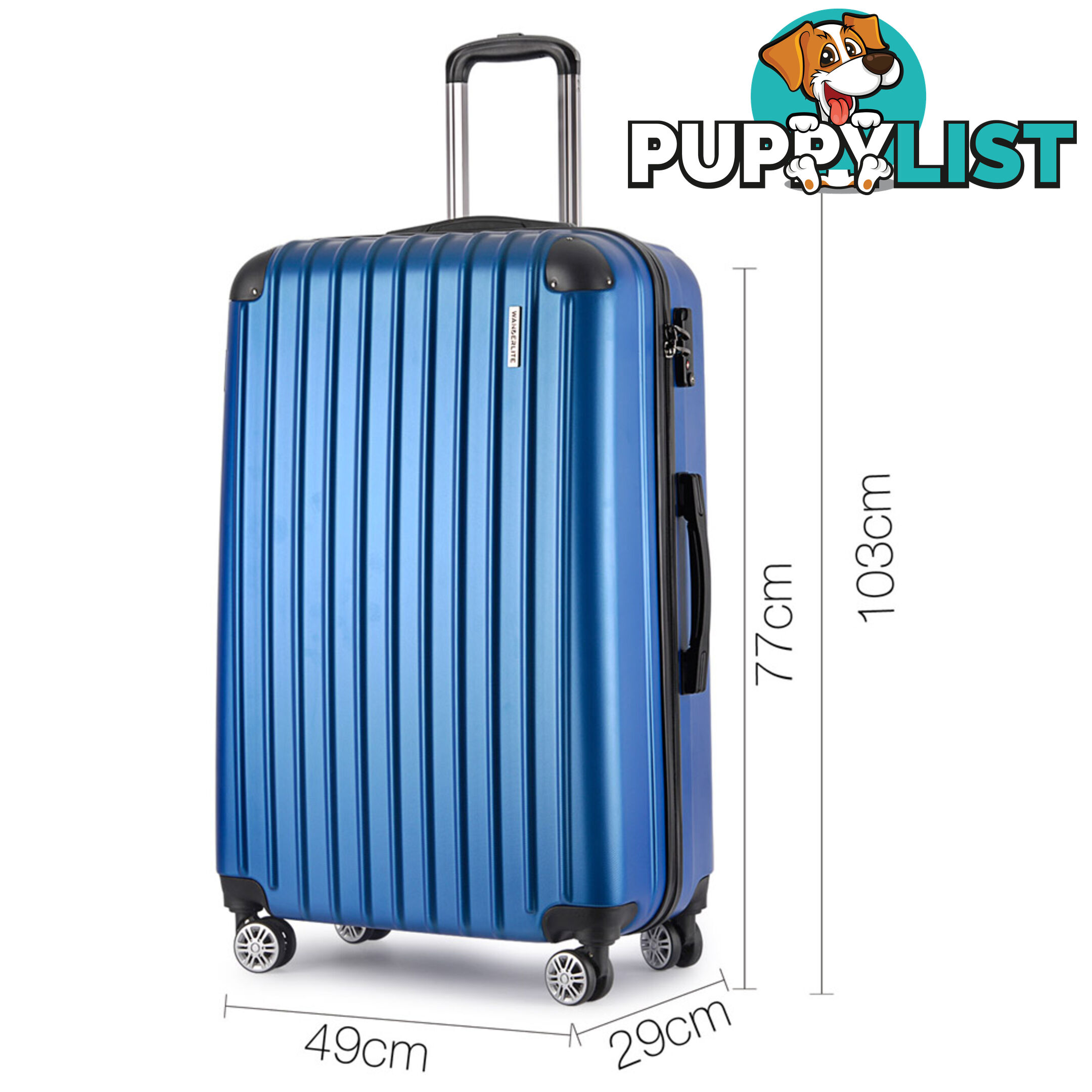 2PCS Travel Luggage Set Hard Shell Super Lightweight Suitcase Spinner Wheel Blue