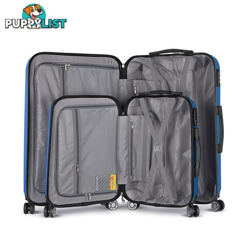 2PCS Travel Luggage Set Hard Shell Super Lightweight Suitcase Spinner Wheel Blue