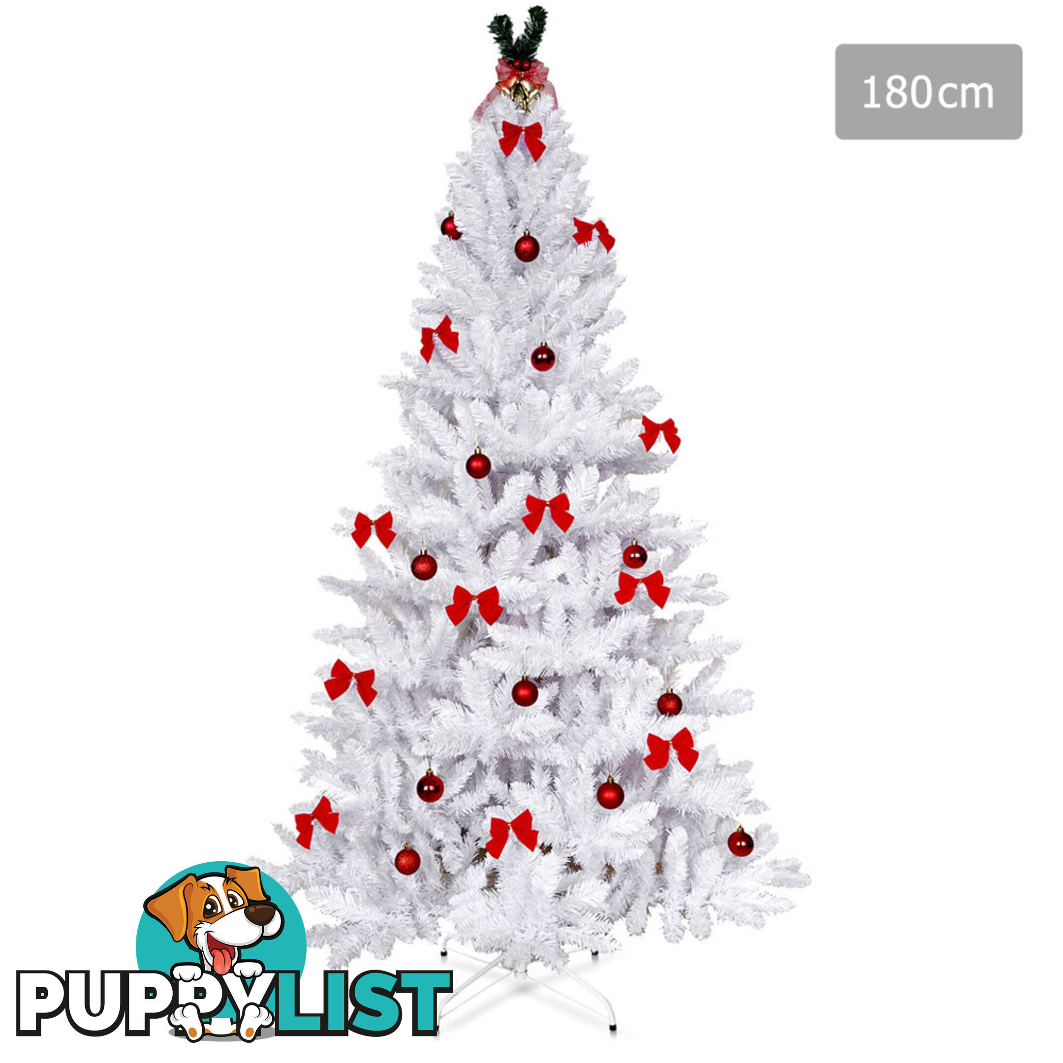 6FT Christmas Tree Free Ornament 1.8M Xmas Trees Decorate Metal Base White