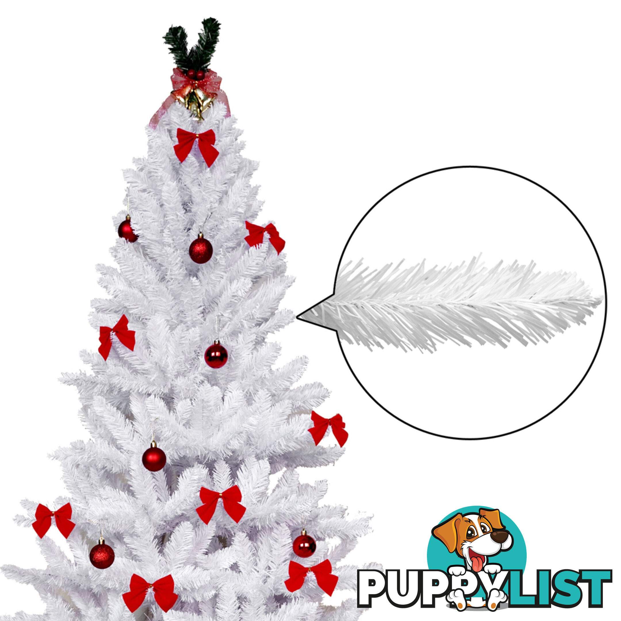 6FT Christmas Tree Free Ornament 1.8M Xmas Trees Decorate Metal Base White