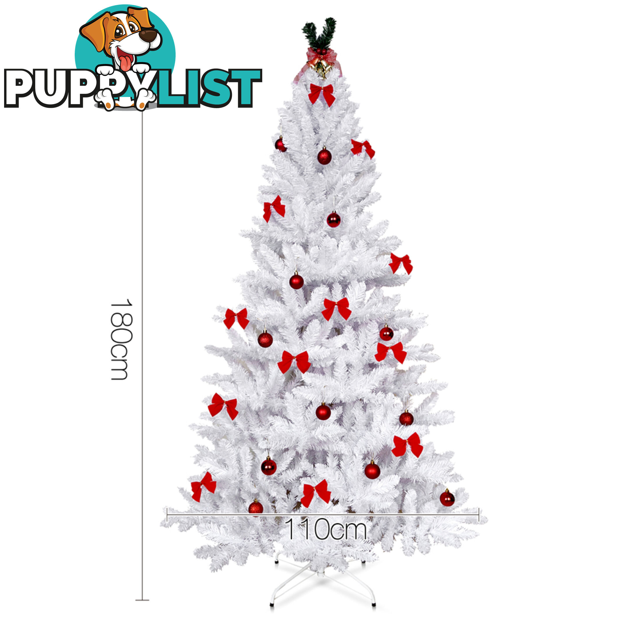 6FT Christmas Tree Free Ornament 1.8M Xmas Trees Decorate Metal Base White