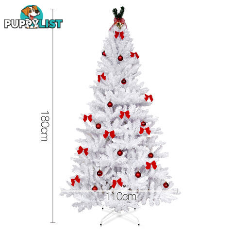 6FT Christmas Tree Free Ornament 1.8M Xmas Trees Decorate Metal Base White