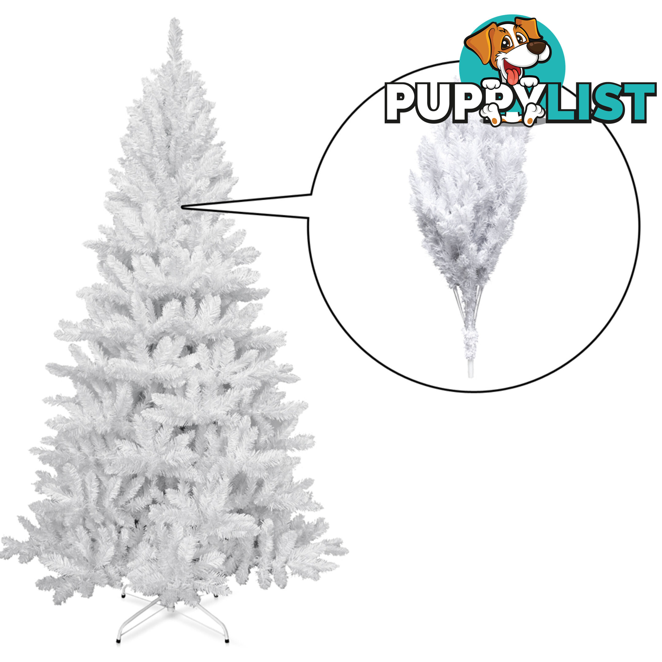 6FT Christmas Tree Free Ornament 1.8M Xmas Trees Decorate Metal Base White