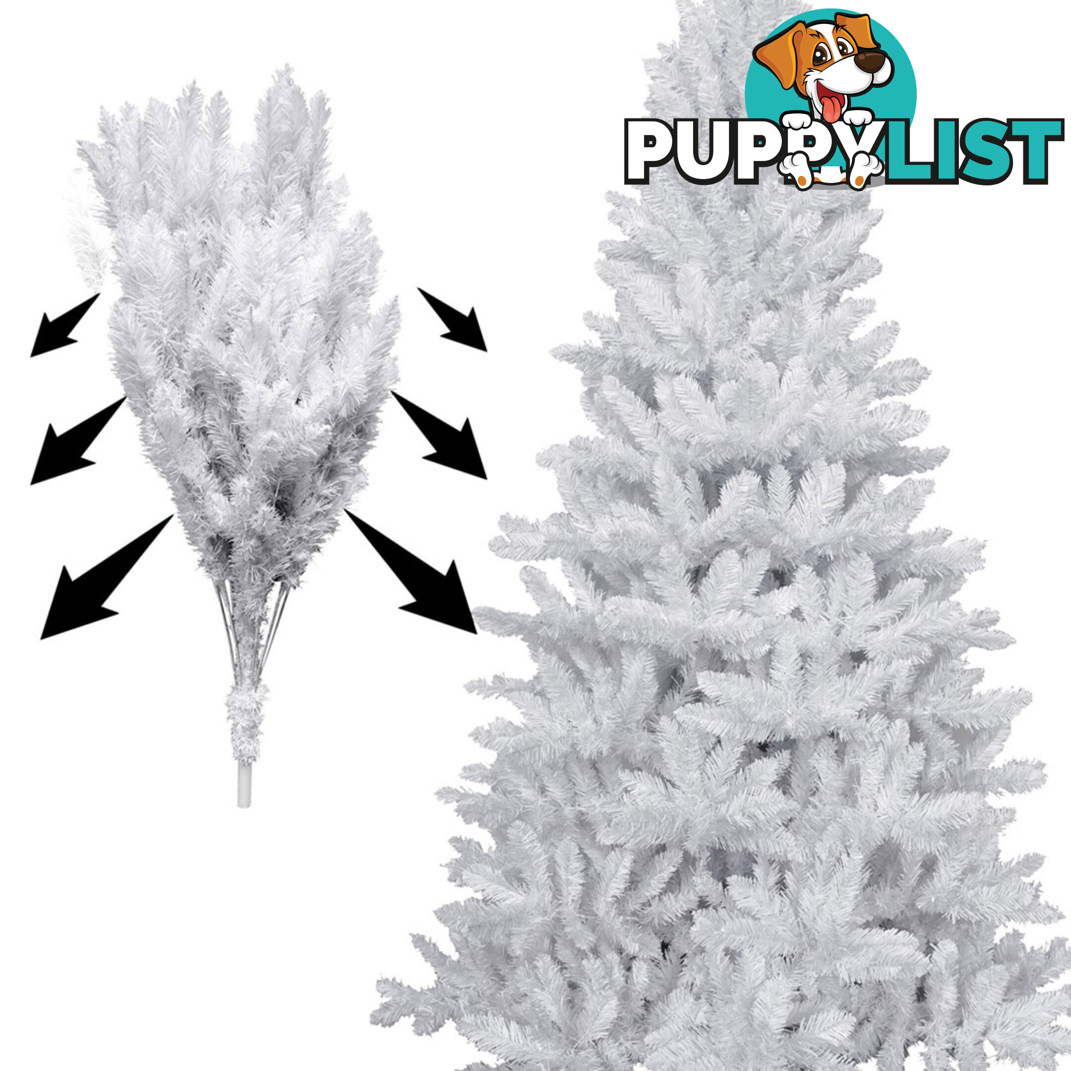 6FT Christmas Tree Free Ornament 1.8M Xmas Trees Decorate Metal Base White