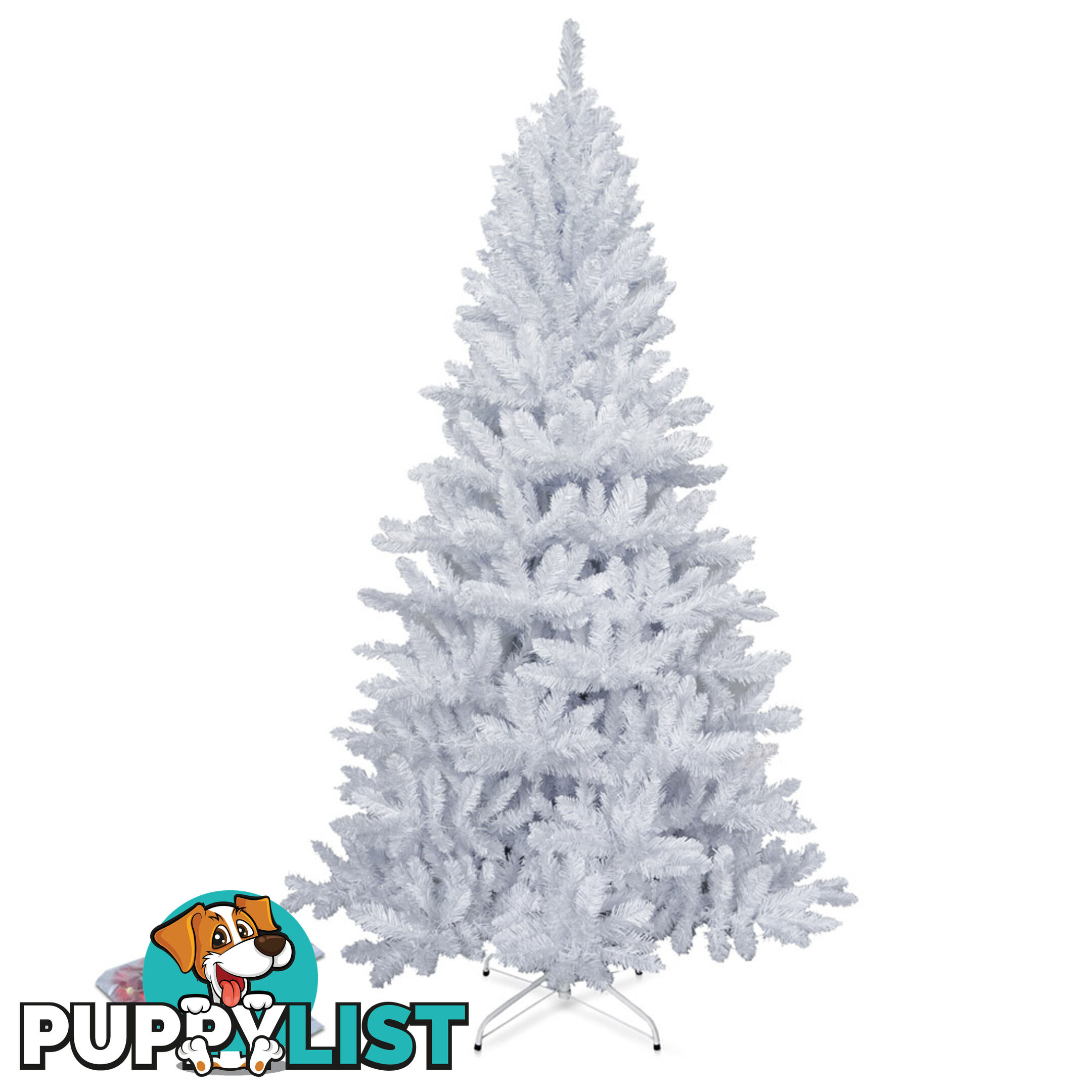 6FT Christmas Tree Free Ornament 1.8M Xmas Trees Decorate Metal Base White