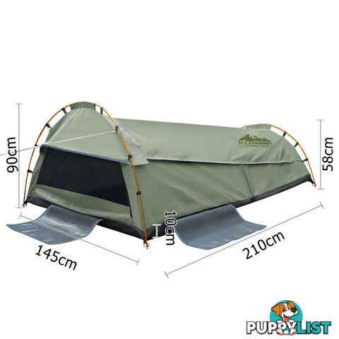 Double Camping Canvas Swag Tent Celadon w/ Air Pillow