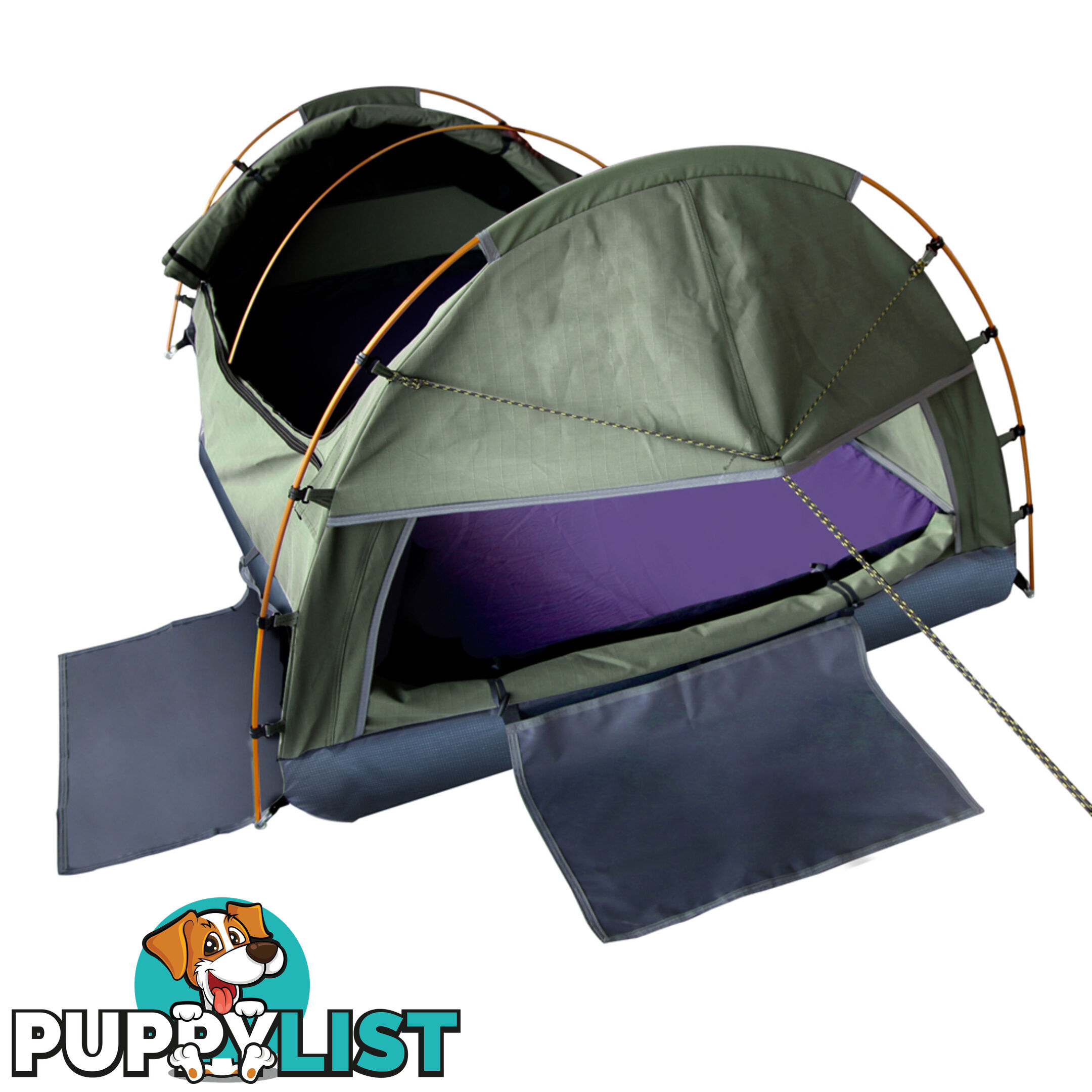 Double Camping Canvas Swag Tent Celadon w/ Air Pillow